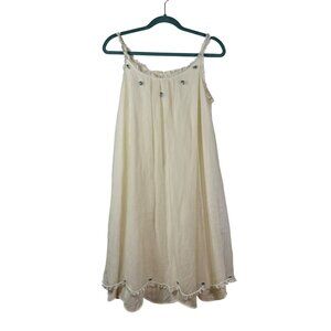 Vintage Rogers Cream Nylon Embroidered Lace Slip Dress Size S Lingerie Nightgown